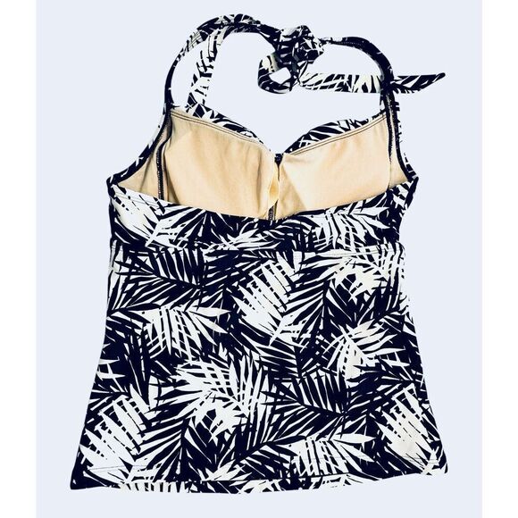 GAP TANKINI Halter Swimsuit TOP ONLY Sz Small DARK Blue/Black White Fast Ship - Picture 8 of 16